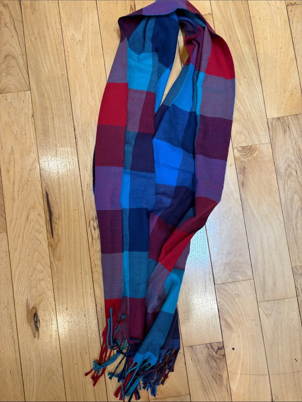 Multicolor Plaid Land’s End Scarf - Blue, Red and Green